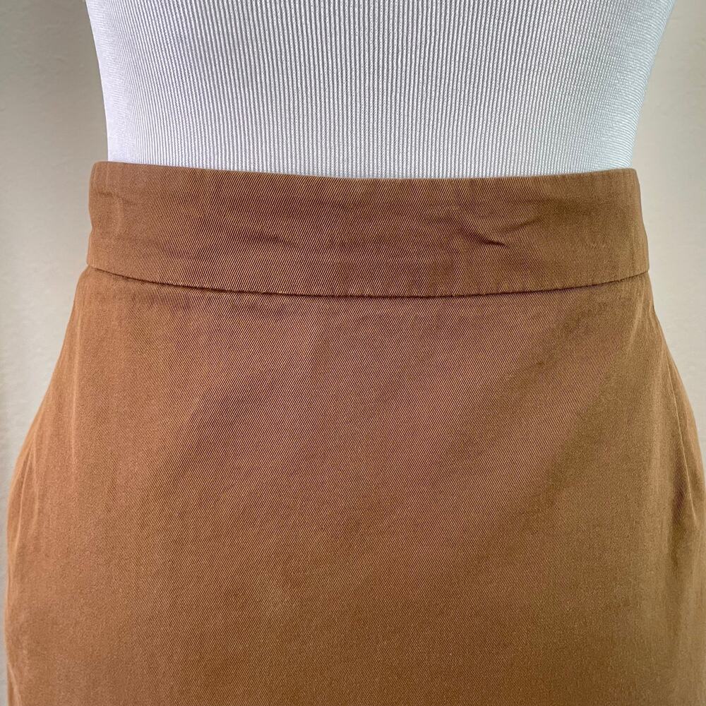 Prada Brown Midi Skirt Gold Grommet Zip Italy Size 46 Minimalist Luxury Classic - Picture 13 of 14